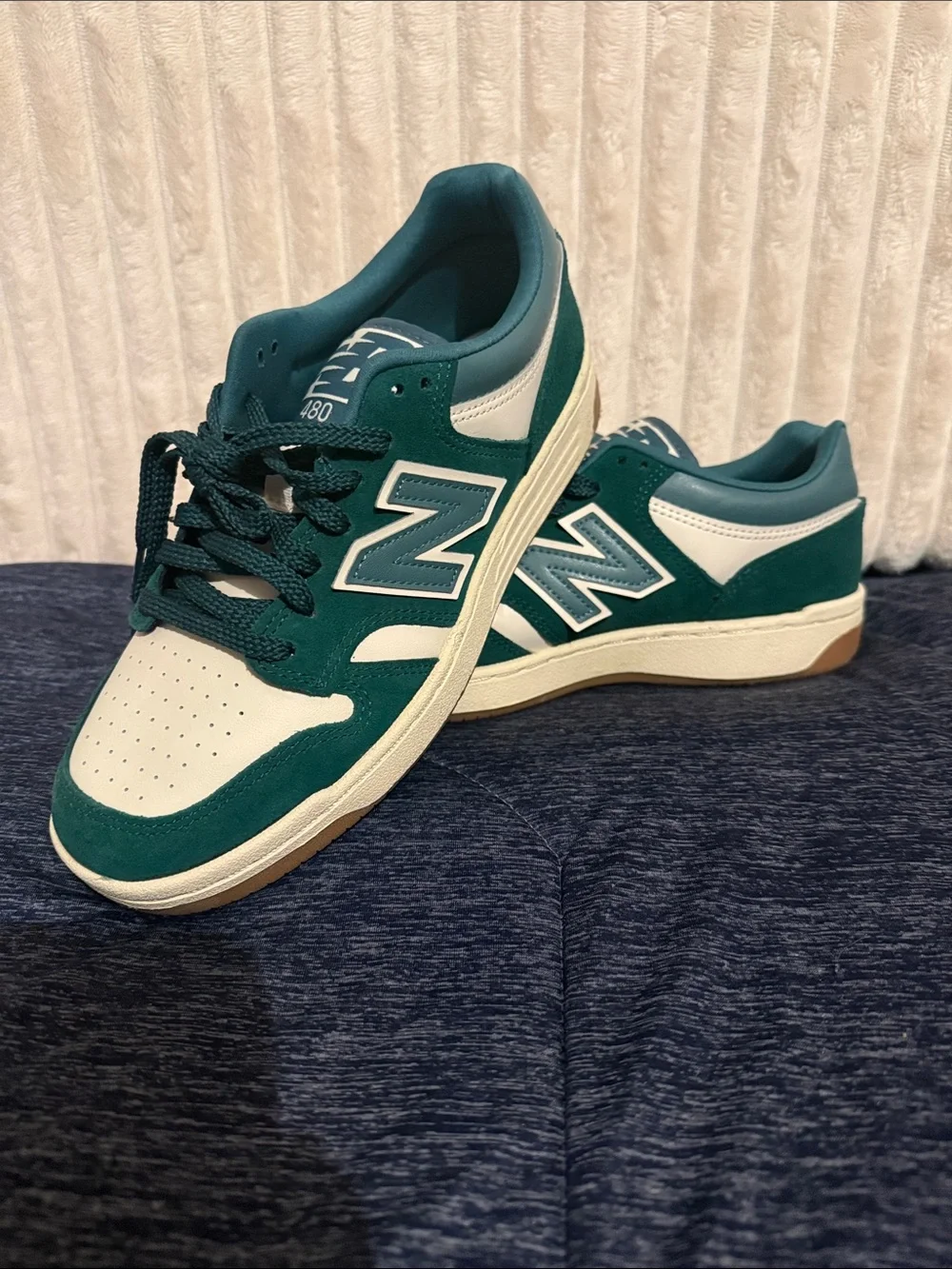 New Balance Men’s Teal and White Low-Top Sneakers